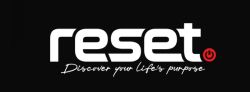 Logotipo de Reset, con el lema «Discover your Life's purpose»
